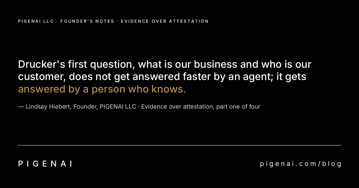Dark card with the quote, attributed to Lindsay Hiebert, Founder, PIGENAI LLC.